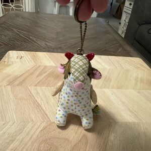 Handmade Polka Dot Cow Plush Keychain